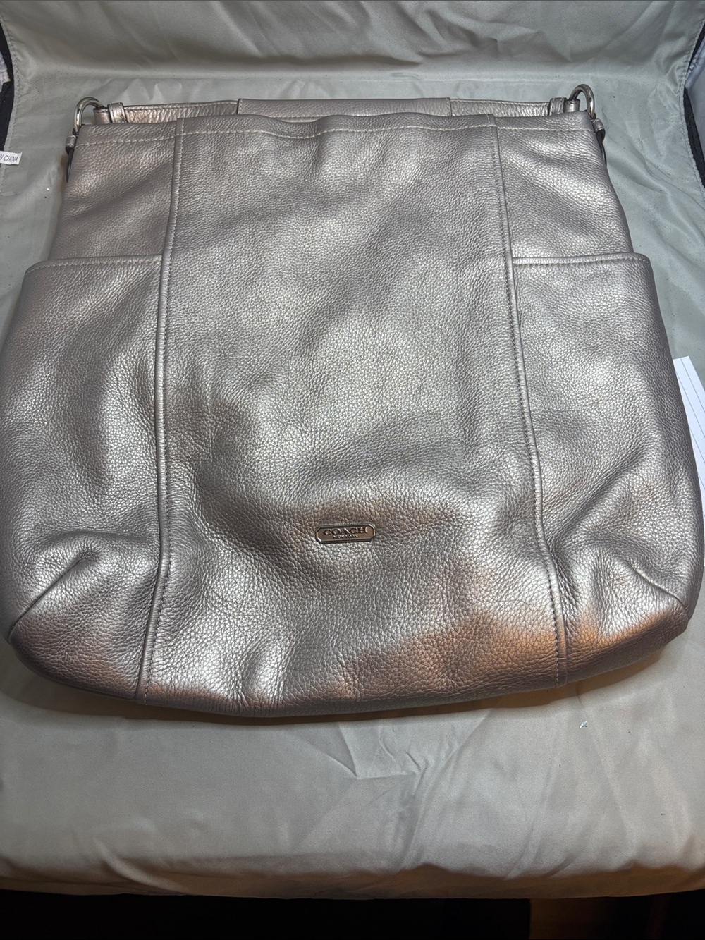 Coach Metallic Pewter Leather Shoulder Bag